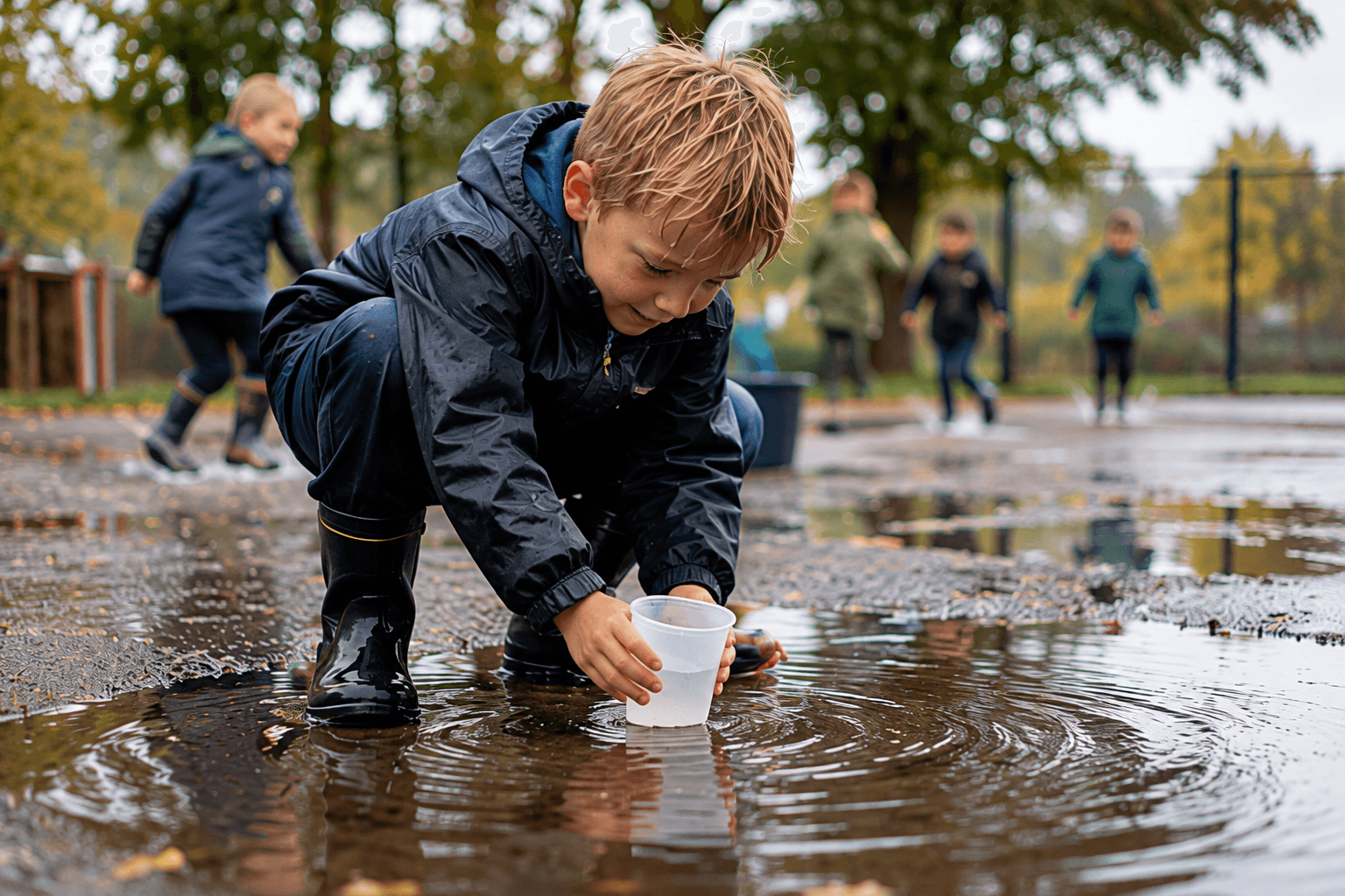 Jongen in de regen